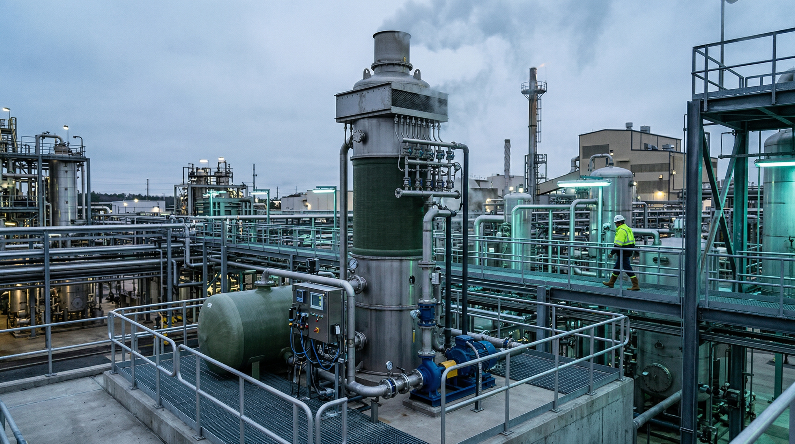 Industrial wet scrubber system for emissions control